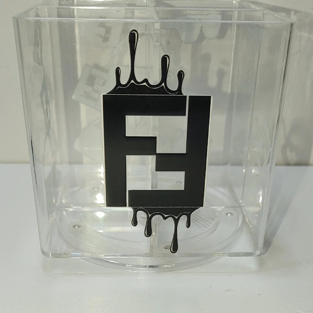 Clear Acrylic Organizer with Black Logo NWOT